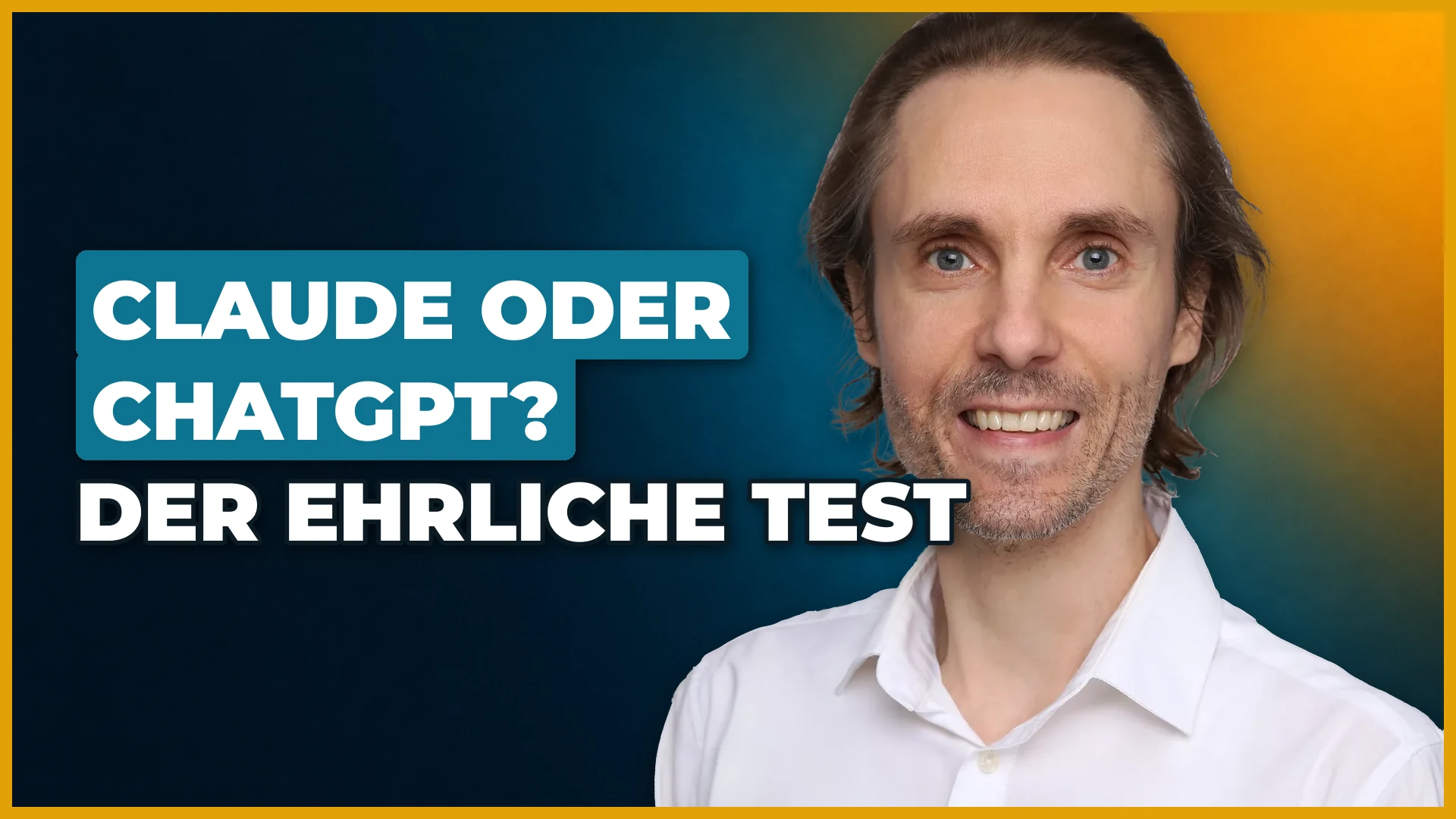 Titelbild mit Fadi Semmo vor einer petrol- und bernsteinfarbenen Lichtfläche, links der Schriftzug Claude oder ChatGPT und darunter Der ehrliche Test