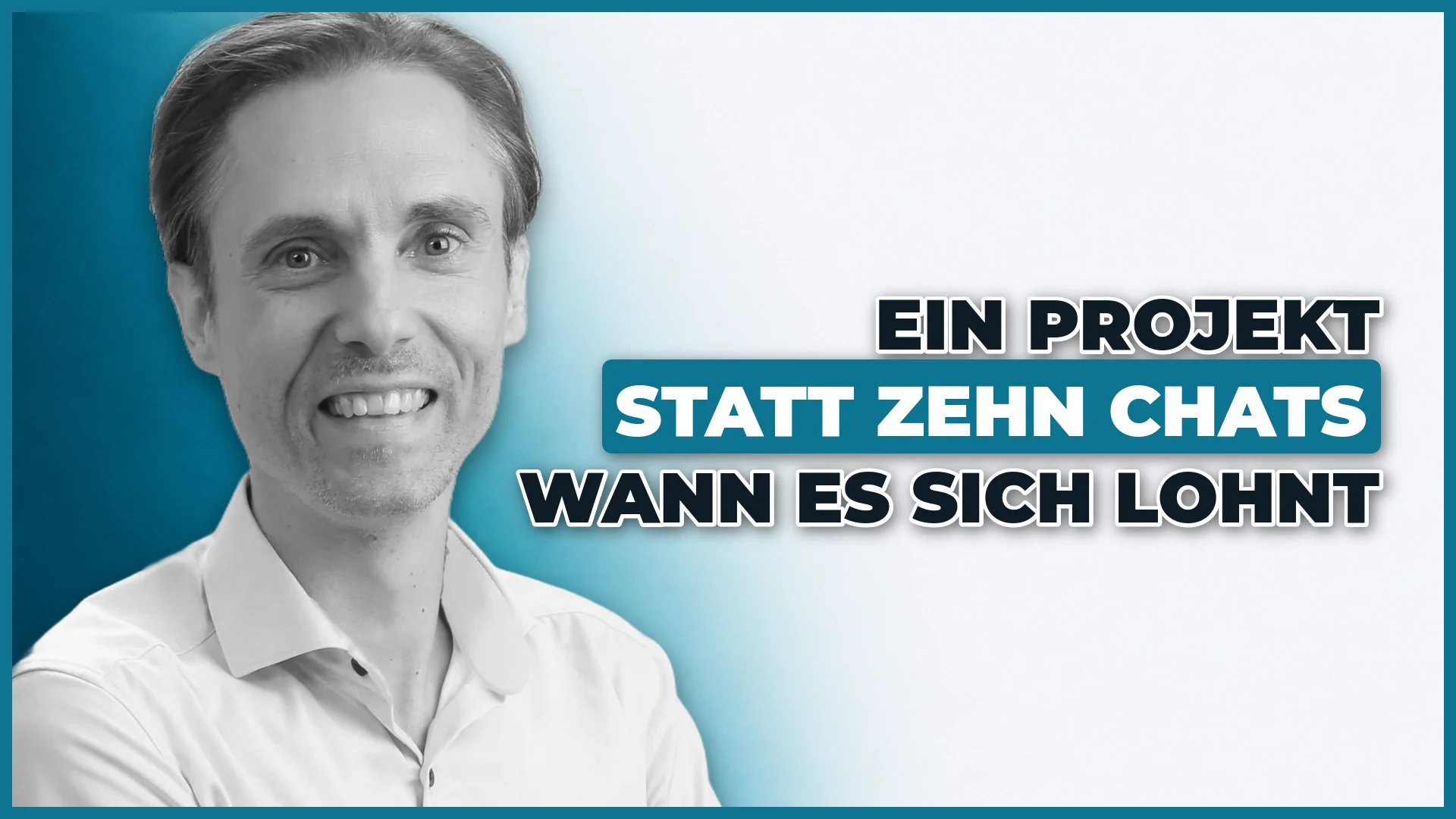 Fadi Semmo neben der Frage nach Claude Projects Titelbild auf hellem Grund mit Petrol-Schimmer, Fadi Semmo links, rechts der Schriftzug Ein Projekt statt zehn Chats und Wann es sich lohnt